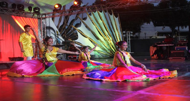 Roshini Boodhoo in the company of her dancers on Sunday last in Port-au-Prince, Haiti