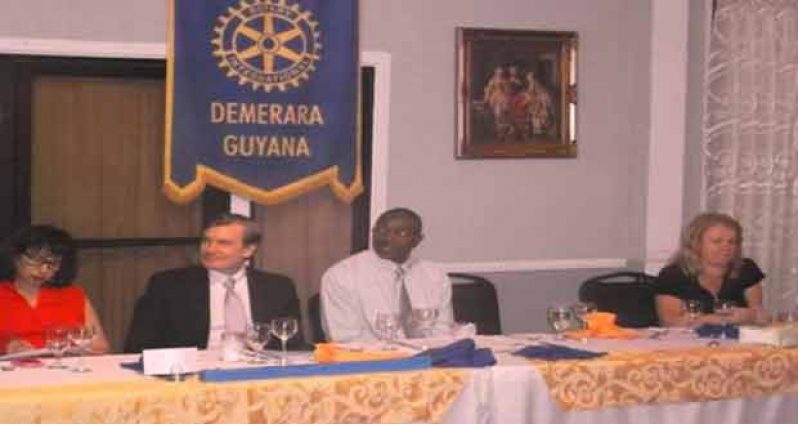 U.S. Ambassador to Guyana D. Brent Hardt (second from left) and Rotary Representatives at the event