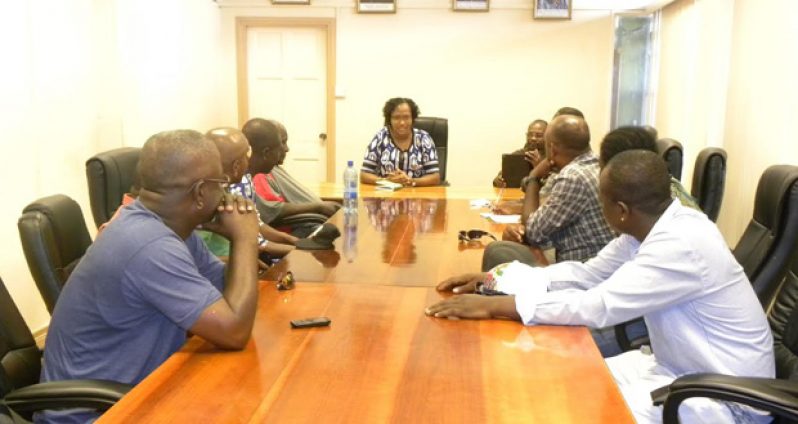 Members/drivers of the route 56 Minibus Association meeting with Minister Annette Ferguson in the ministry’s Boardroom on Thursday