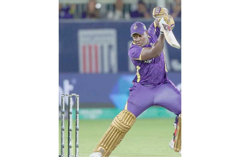 Rovman Powell on the go during his knock of 73 off 27 balls against the Texas Super Kings