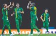 Jamaica Kingsmen captain Rovman Powell (second right) was full of praise for his troops after their loss to the Antigua & Barbuda Falcons in the CPL final