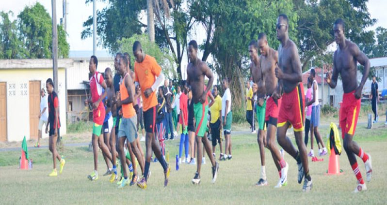 The GRFU 7s team during their Beep Test in the National Park.