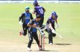 GEORGETOWN, GUYANA - JULY 13: Billy Stanlake of Hobart Hurricanes is runout during the Global Super League T20 match between Rangpur Riders v Hobart Hurricanes at Providence Stadium on July 13, 2025 in Georgetown, Guyana (Photo by Ashley Allen - GSLT20/Global Super League via Getty Images)