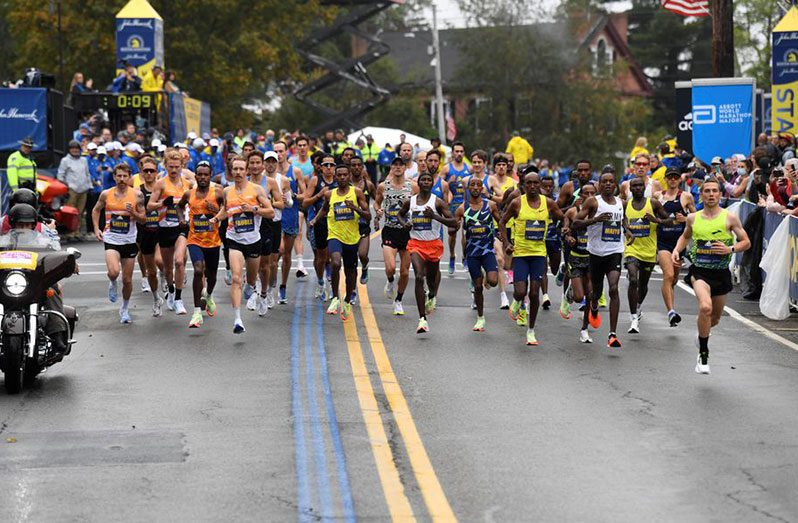 General view of the elite runners at the start of the 2021 Boston Marathon (File photo: Oct 11, 2021 Mandatory Credit: Brian Fluharty-USA TODAY Sports)