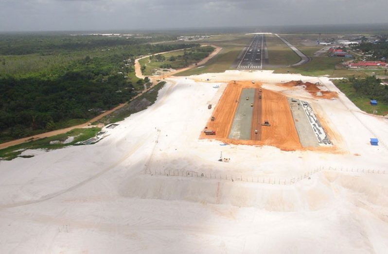 Works in progress on  expansion of the runway