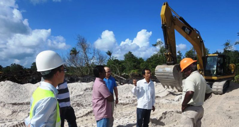 Public Works and Transport Minister Robeson Benn; CJIA’s Chief Executive Officer Ramesh Ghir; other airport officials and CHEC engineers visited the work site recently.