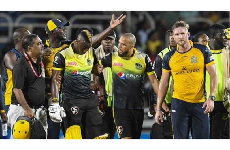 Andre Russell suffered ane injury in the match against St. Lucia Zooks