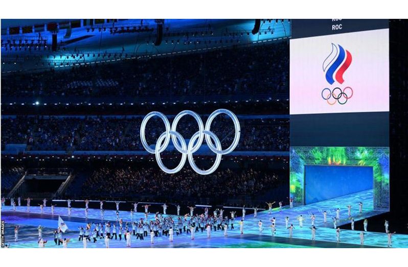 Russian athletes could only compete at the 2022 Winter Olympics - which took place prior to the invasion of Ukraine - as Team ROC because of a ban on Russia over doping violations.