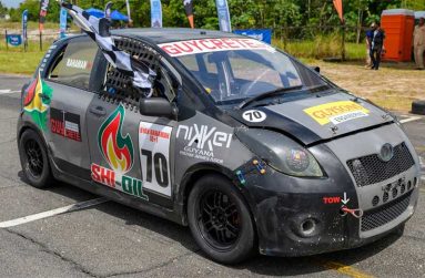 Ryan Rahaman carrying the chequered flag at the South Dakota Circuit on November 2 (Photo compliments: GMR&SC)