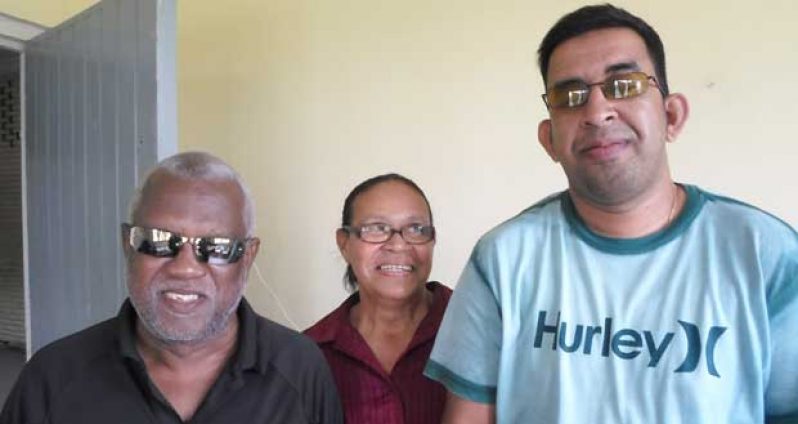 Making higher education possible for the Disabled:  From left are President of GSB, Cecil Morris; Administrative Volunteer, Theresa Pemberton; and Ganesh Singh, Tutor and Member of the Board of Governors for the Guyana Society for the Blind