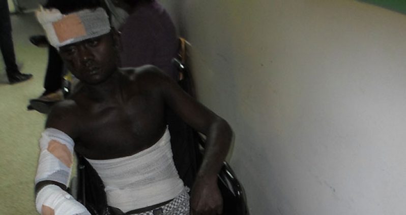 Sudesh Moore, one  of the victims injured on the Diamond Public Road last Saturday.