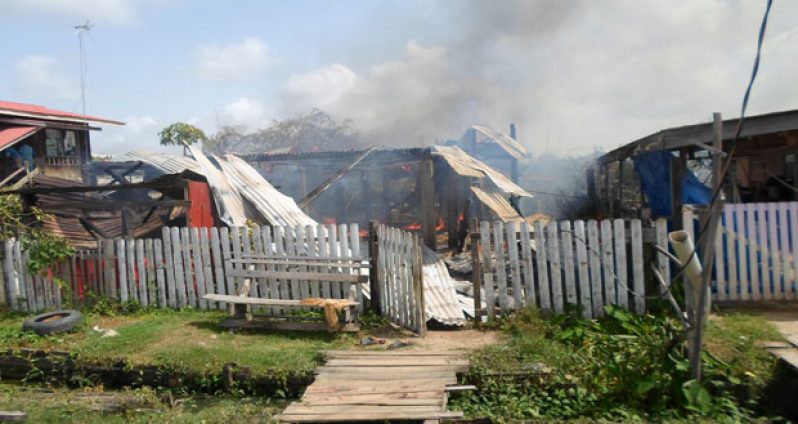 What’s left of the Londons’ home after destruction by fire at Haslington yesterday afternoon