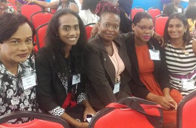 The Guyanese delegation at the 2017 Caribbean Women's Conference in St. Lucia (left to right): Devanand Milton, Twinkle Bissoon, Terianna Bisnauth, Tameka McEwan and Dr Nastassia Rambarran.