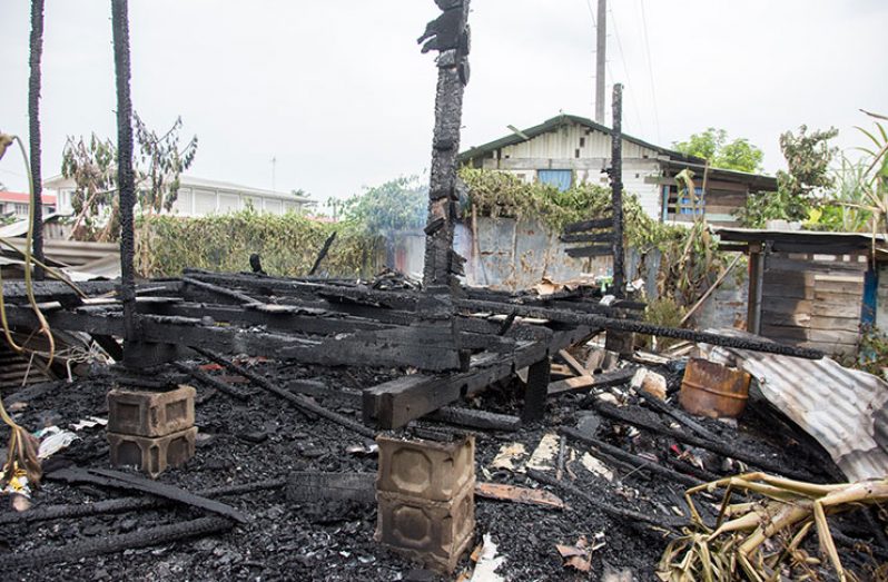 One of the houses that were completely destroyed by the angry mob on Sunday