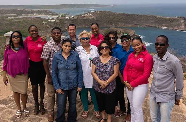 The tourism delegation at Shirley Heights in the National Park (Photo by Samuel Maughn)