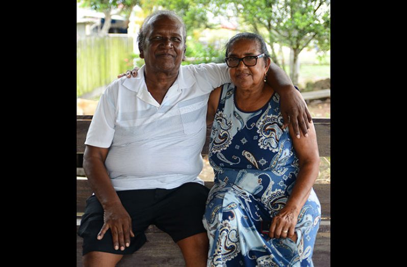 Pandit Atmaran Ramotar and wife, Scavy Ramotar on his 72nd birth anniversary last Tuesday (Samuel Maughn photos)