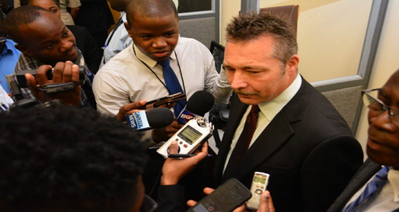 Dr. Sittlington being interviewed by the media at the opening of the DEA office here on February 10