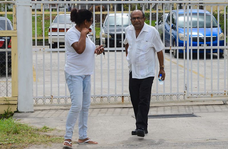 Former Finance Minister under the PPP Sasenarine Kowlessar, leaving SOCU after being placed on bail (Delano Williams photo)