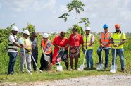 Minister of Education, Priya Manickchand (fourth from left), flanked by other officials, broke ground for the construction of the Kaneville Secondary School that will serve over 1000 students from the Kaneville-Grove area, on the East Bank of Demerara