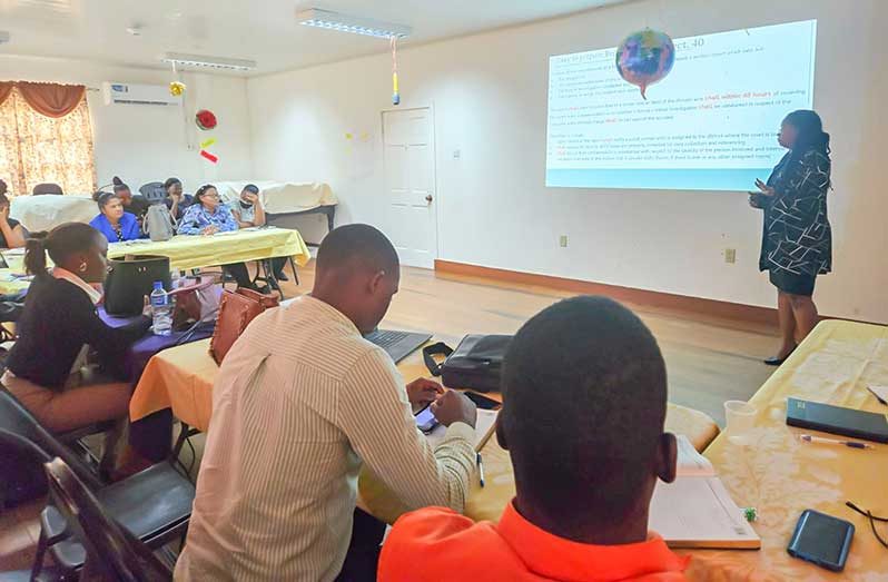 Probation and childcare officers during the family violence training session held earlier this week (Human Services Ministry photo)