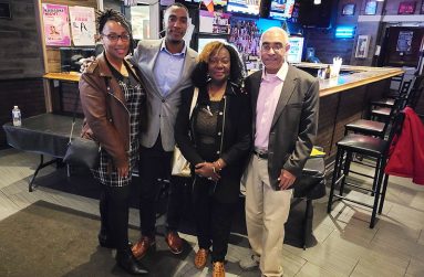 Kareem (second from left) with, from right, father Brian, mother Dilorice and sister Imani