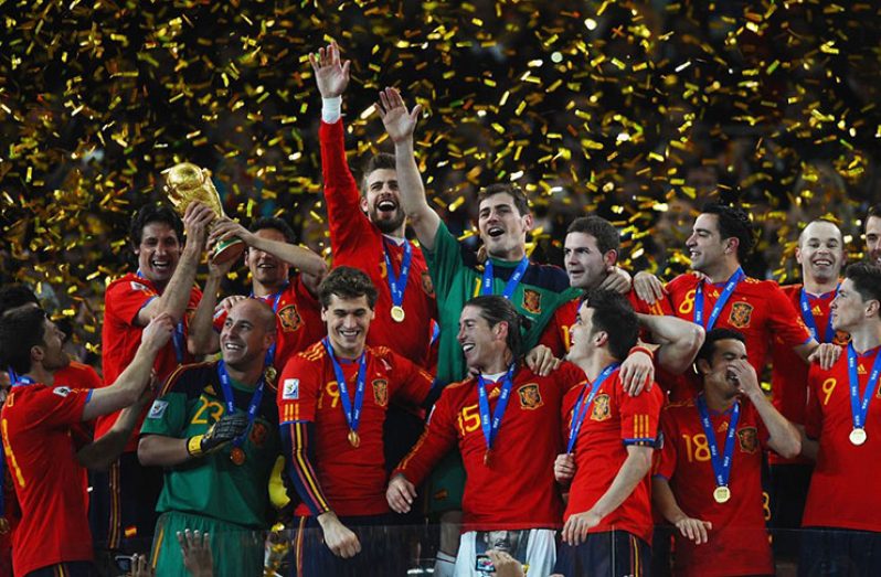 FLASHBACK! Spain celebrating after winning the 2010 FIFA World Cup