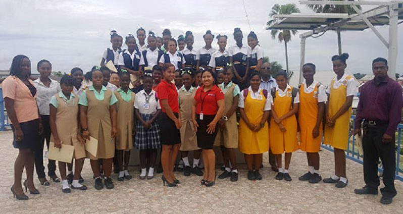 Students and teachers at the top of the Starr Computers facility where they learned about renewable energy. Also in the photo are (center left) Shunella Taylor (Lenovo Product Manager) and Penny Francis (Sales Manager)