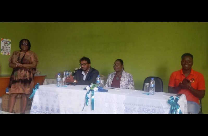 From left: Regional Executive Officer, Jennifer Ferriera-Dougall; R3CCI President, Halim Khan; Regional Education Officer, Annesta Douglas; and  STEM Guyana representative, Aisha Peters, at the recent opening ceremony