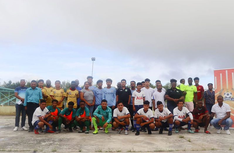 EPFA president Magzene Stewart takes time out for a photo with fellow EPFA executives and club representatives following the launch of the Senior League
