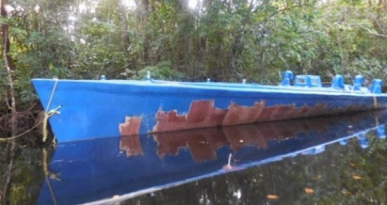 The submersible that was found in the Waini River, NWD