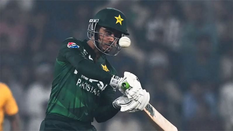 Saim Ayub rushed to a 29-ball half-century  •  AFP/Getty Images