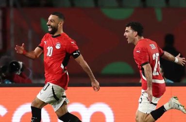 Mohamed Salah (left) netted his 10th goal at the Afcon finals to put the result beyond doubt