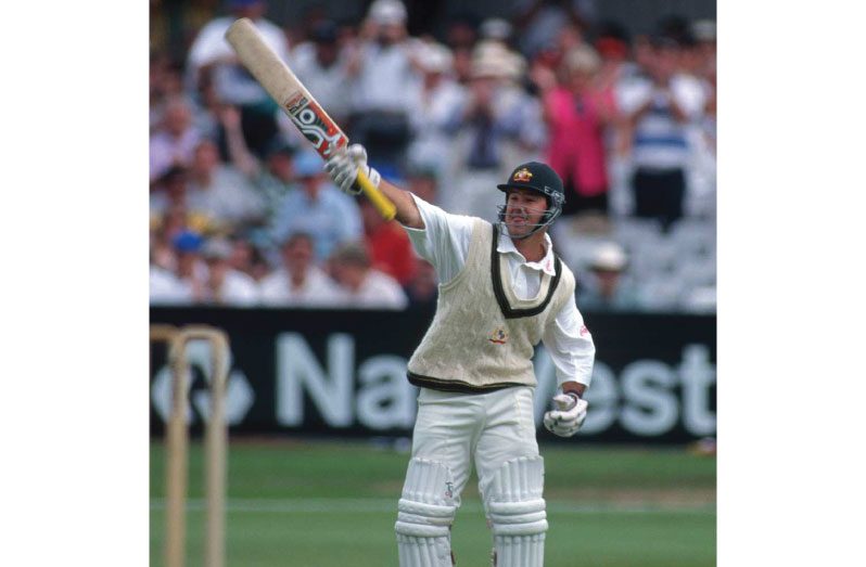 Ricky Ponting salutes his maiden Test ton // Getty Images)