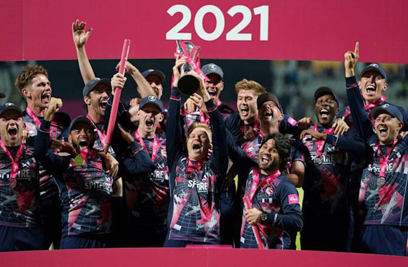 Sam Billings lifts the trophy after a comfortable win in the final. – PA Sport