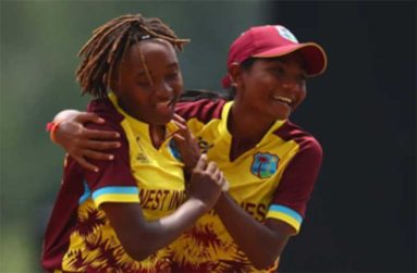 West Indies Under-19 Women’s captain, Samara Ramnath (right) and Erin Deane shared six wickets between them