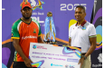 Quinton Sampson collecting his CPL accolade last year by CWI CEO Chris Dehring