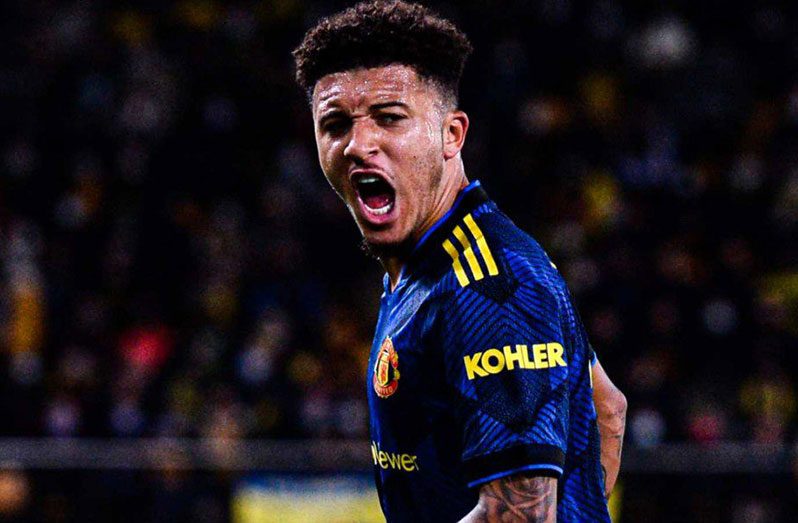 Jadon Sancho scored his first goal ina Man United shirt