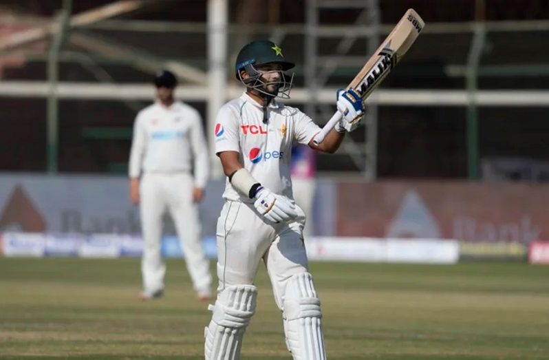 Saud Shakeel notched up his first ton in Test cricket (Associated Press)