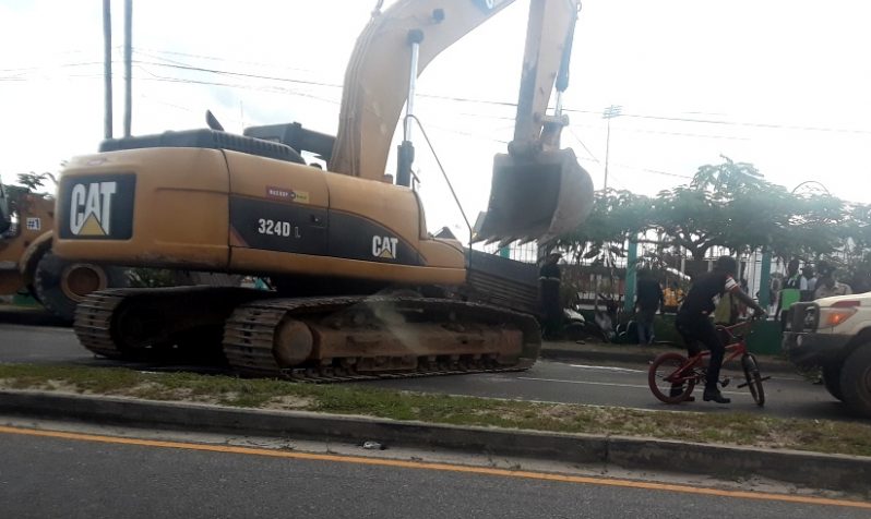 The scene of the accident on Friday morning outside the Providence Stadium.