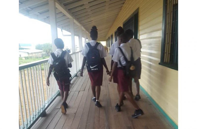 Students at the Cotton Field Secondary at school on Monday.