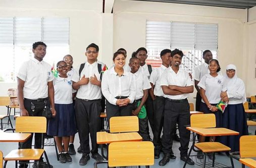 Minister of Education Priya Manickchand, along with the administration of Christ Church Secondary and officials from the Ministry of Education, welcomed scores of students back to their school building two years after it was destroyed by fire and they were relocated