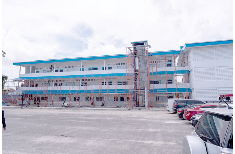 Minister of Education, Sonia Parag, accompanied by Minister of Public Utilities and Aviation, Deodat Indar, on Friday, visited the construction site of the new St Stanislaus College building to ensure that contractors are working around the clock to complete the project