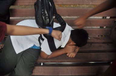 An image of a child's bullish behaviour from his peers at school
