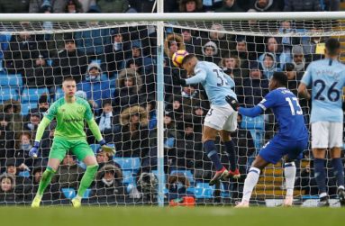 Manchester City's Gabriel Jesus scores their second goal. (REUTERS/Andrew Yates)