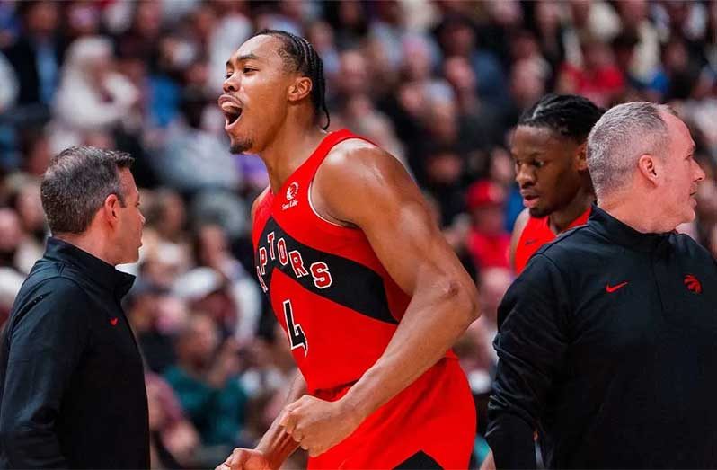 Raptors’ Scottie Barnes in action on Friday night