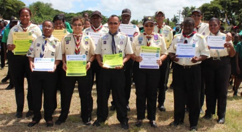 Several of the awardees at the 104th Anniversary celebrations of the Scouts in Guyana