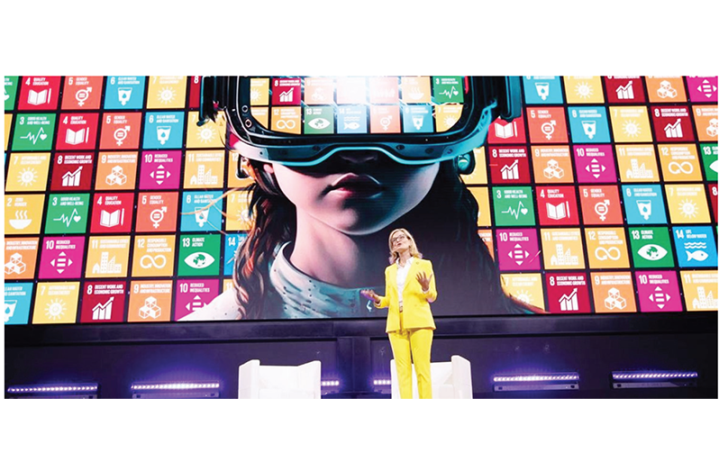 Secretary-General of the International Telecommunication Union (ITU), Doreen Bogdan-Martin, speaks at the AI for Good Global Summit in Geneva (UN/Elma Okic file photo)