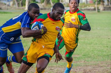 Flashback! Guyana against Barbados at the National Park in a South Zone match earlier this year. (Delano Williams photo)