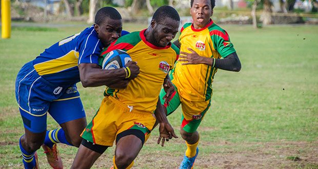 Flashback! Guyana against Barbados at the National Park in a South Zone match earlier this year. (Delano Williams photo)