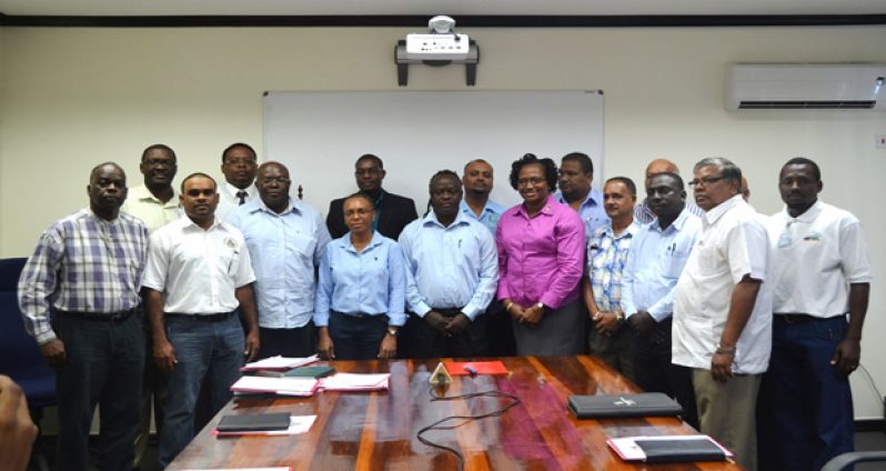 Members of the new Sea Defence Board are seen with Ministers Patterson and Ferguson